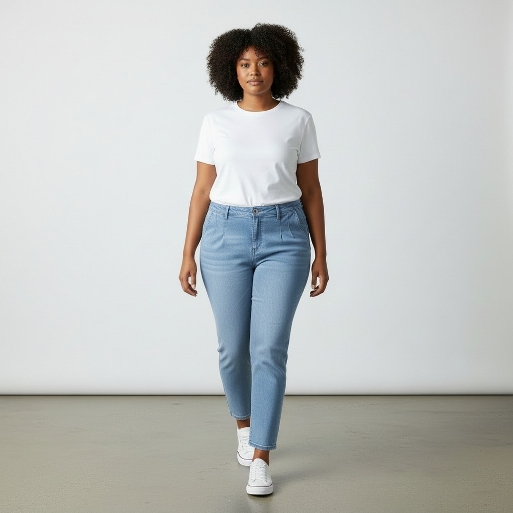 Candace Women's Cameron Bure Yoked Top Light Wash Straight Jeans Plus Size 32W